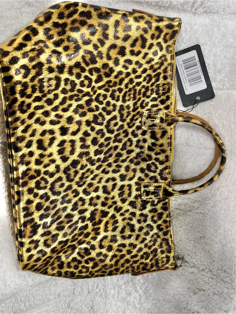 Embossed suede Leopard-Print Metallic Tote in Gold and Black